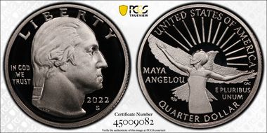2022-S 25C Maya Angelou First Strike PR70DCAM