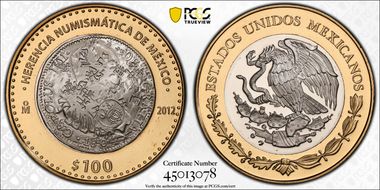 2012-Mo 100 P Counterstamped 1804-Mo 8R Numismatic Heritage PL69