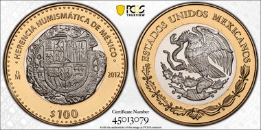 2012-Mo 100 P Felipe III Cob Numismatic Heritage PL69