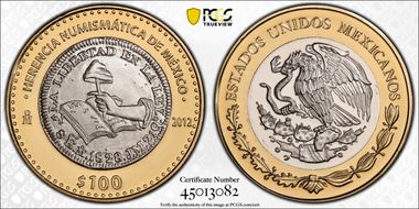 2012-Mo 100 P 1828-Mo 8 Escudo Numismatic Heritage PL69