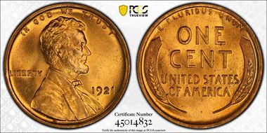 1921 1C MS65RD