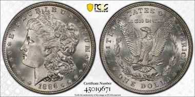 1886 $1 MS67+
