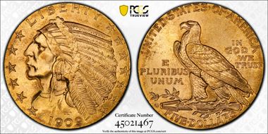 1909-D $5 MS64