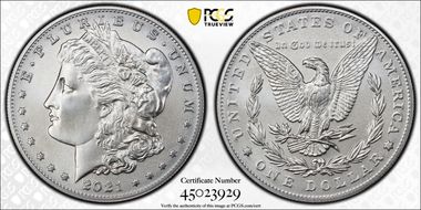 2021 $1 Morgan Dollar 100th Anniversary First Strike MS70