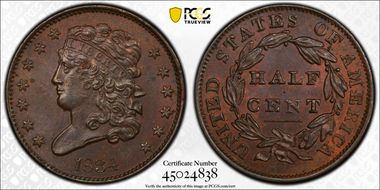 1834 1/2C MS63BN
