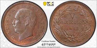 1882 5 Reis Gomes-L1.03.01 MS63BN