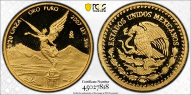 2007-Mo 1/20 oz Libertad Au PR69DCAM
