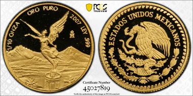 2007-Mo 1/10 oz Libertad Au PR69DCAM