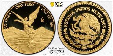 2007-Mo 1/2 oz Libertad Au PR69DCAM