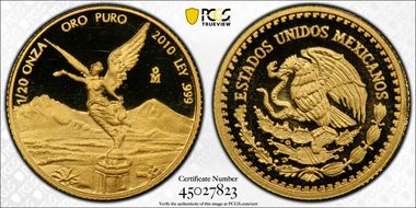 2010-Mo 1/20 oz Libertad Gold PR69DCAM