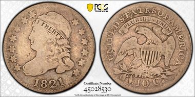 1821 10C Large Date G6