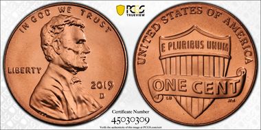 2019-D 1C Shield MS68RD