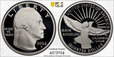 2022-S 25C Maya Angelou-Silver First Strike PR70DCAM