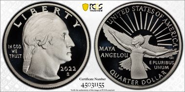 2022-S 25C Maya Angelou-Silver First Strike PR70DCAM
