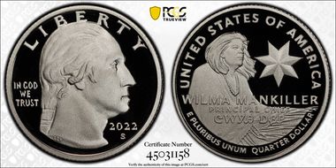 2022-S 25C Wilma Mankiller-Silver First Strike PR70DCAM