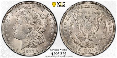1921 $1 Morgan MS63