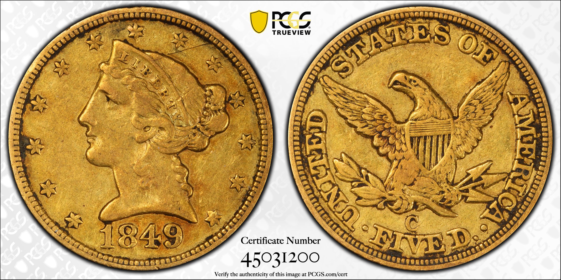 PCGS Certificate Verification Coin Details for Cert 45031200