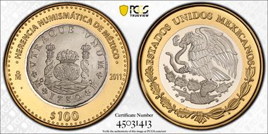 2011-Mo 100 P 1732 Pillar Dollar Numismatic Heritage PL69