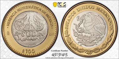 2011-Mo 100 P SUD 8 Reales Numismatic Heritage PL69