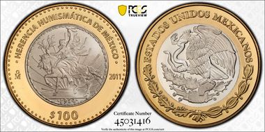 2011-Mo 100 P 1914 Caballito Peso Numismatic Heritage PL69