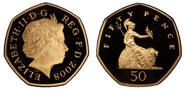 2008 50p S-H8 Gold PR70DCAM