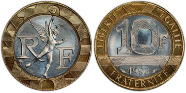 1993 10 Fr Gad-827 Frappe médaille MS68