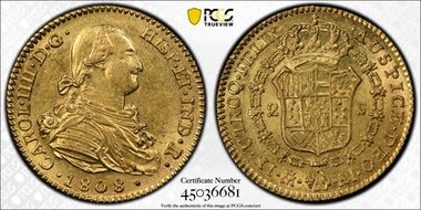 1808-M AI 2 Esc Calico-1320 Carlos IV AU58
