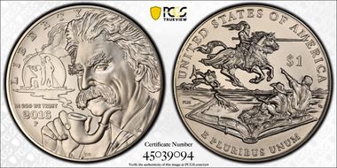 2016-P $1 Mark Twain Mark Twain Label MS69