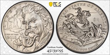 2016-P $1 Mark Twain Mark Twain Label MS69