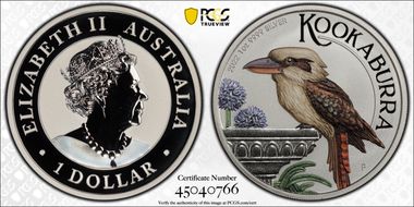 2022-P $1 Kookaburra Ag Colorized World Money Fair MS69