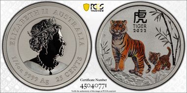 2022-P 25C Year of the Tiger Colorized MS70
