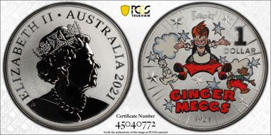 2021 $1 Ginger Meggs Jumping MS69