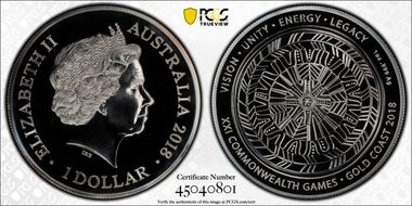 2018 $1 Commonwealth Games Legacy of Reconciliation MS68