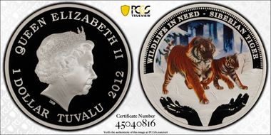 2012 $1 Siberian Tiger Wildlife in Need PR70DCAM