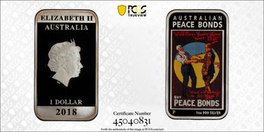 2018-P $1 Posters of WWI Peace Bonds PR69DCAM