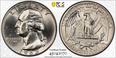 1963-D 25C MS66