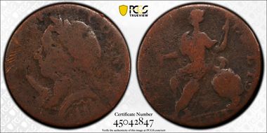 1787 CT 1/2P Mailed Bust Left, Horned N1BN