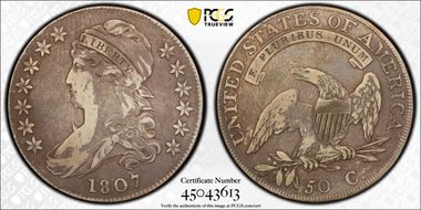 1807 50C Bearded Goddess, O-111b VF20