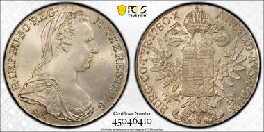 "1780"-S.F. Thaler Modern Restrike (1853-Present) MS64
