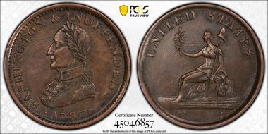 1783 Copper Washington & Independence Large Military Bust AU50BN