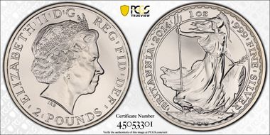 2014 £2 S-BF2F Britannia Mule w/Lunar Obv MS67