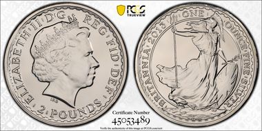 2013 £2 S-BSF2B Britannia Ag Edge Privy Mark-Snake MS69