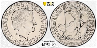 2013 £2 S-BSF2B Britannia Ag Edge Privy Mark-Snake MS69