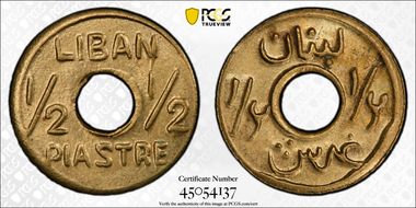 (1942-45) 1/2 Pia Lec-45 Brass MS64