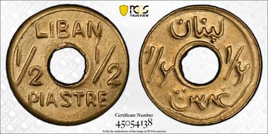 (1942-45) 1/2 Pia Lec-45 Brass MS65