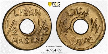 (1942-45) 1/2 Pia Lec-45 Brass MS64