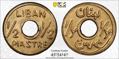 (1942-45) 1/2 Pia Lec-45 Brass MS65