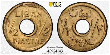 (1942-45) 1/2 Pia Lec-45 Brass MS64