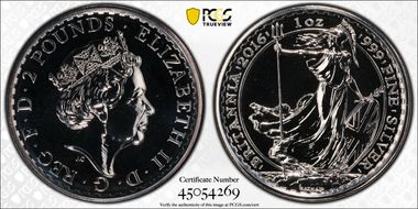 2016 £2 S-BF5 Britannia Ag Smooth Fields MS69