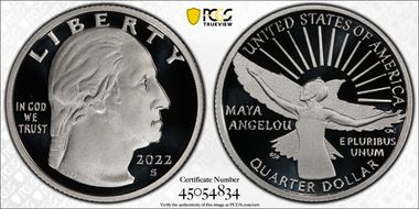 2022-S 25C Maya Angelou-Silver First Strike Stephanie Sabin PR70DCAM